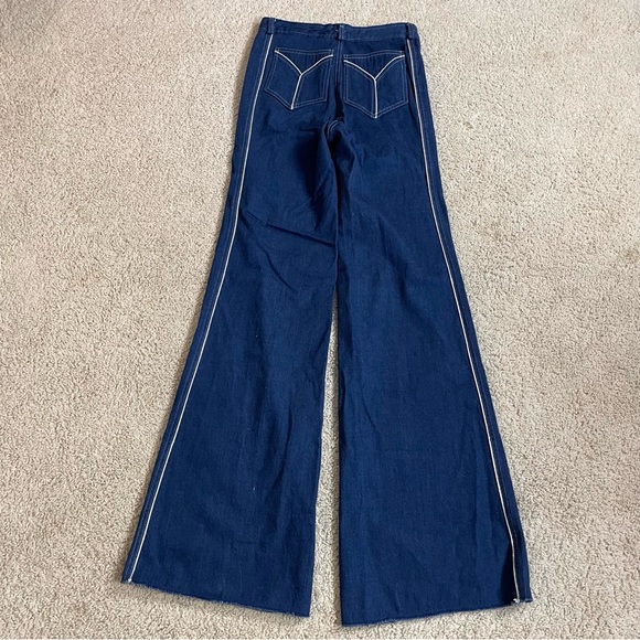 MINT! Women's VINTAGE 70's Giant BELL BOTTOM High Rise DISCO Denim JEANS  9 - Picture 4 of 5